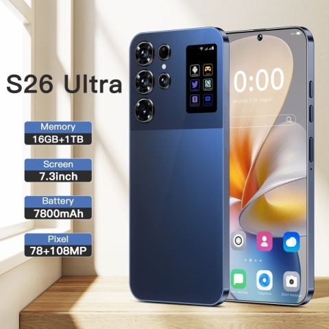 S26 Ultra 7,3-calowy smartfon 16 GB + 1 TB 5G, kamera HD 72 MP + 108 MP, podwójna karta 5G, Android 14.0, 100 W