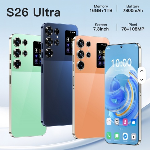 S26 Ultra 7,3-calowy smartfon 16 GB + 1 TB 5G, kamera HD 72 MP + 108 MP, podwójna karta 5G, Android 14.0, 100 W
