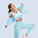 3 częściowy komplet bezszwowy legginsy Push Up Fitness bluza