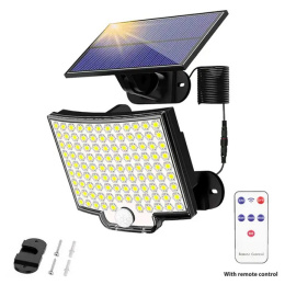 106LED Solar lampa Wodoodporna z czujnikiem ruchu Pilot zdalnego sterowania 3 tryby na patio Garaż Podwórko