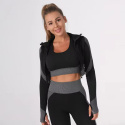 3 częściowy komplet bezszwowy legginsy Push Up Fitness bluza