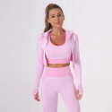 3 częściowy komplet bezszwowy legginsy Push Up Fitness bluza