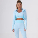 3 częściowy komplet bezszwowy legginsy Push Up Fitness bluza