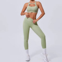 2 częściowy komplet bezszwowy legginsy Push Up plus top Fitness