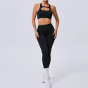 2 częściowy komplet bezszwowy legginsy Push Up plus top Fitness