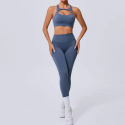 2 częściowy komplet bezszwowy legginsy Push Up plus top Fitness